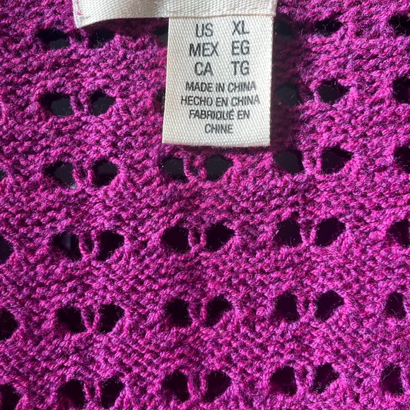 DKNY Purple Knit Button Up Sweater, SIZE XL - Picture 4 of 4